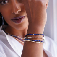 Zoe Lev 14K Gold Blue Lapis Segment Bead Bracelet