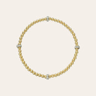 Zoe Lev 3mm Gold Segment Bead Bracelet With Diamond Bars