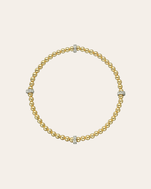 Zoe Lev 3mm Gold Segment Bead Bracelet With Diamond Bars