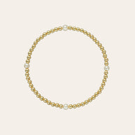 Zoe Lev 3mm Gold Segment Bead Bracelet With Pearl Beads