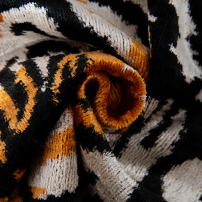Handmade Silk Velvet Tiger Face Throw Pillow - 20x20, Bold Black, Orange, And White Design With Down Feather Insert