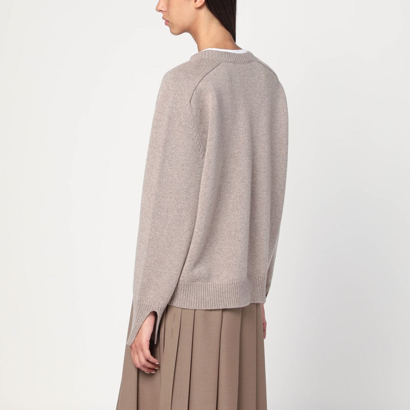 Róhe Taupe Mélange Sweater In Cashmere Blend