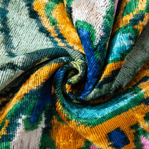 Handmade Silk Velvet Butterfly Throw Pillow - 20x20, Vibrant Green, Pink, Orange, And Blue Design With Down Feather Insert