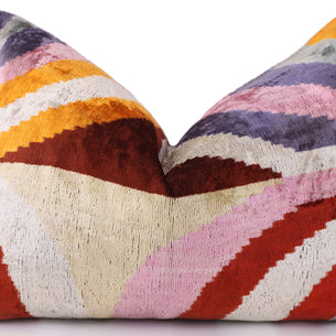 Canvello Multi Color Rainbow Handmade 16x24 Silk Velvet Pillow, Organic Veg Dyed, Down/Feather Filled