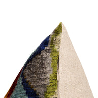Luxury Handmade Silk Velvet Throw Pillow - 16x24 In, Multicolored Geometric Design With Down Feather Insert