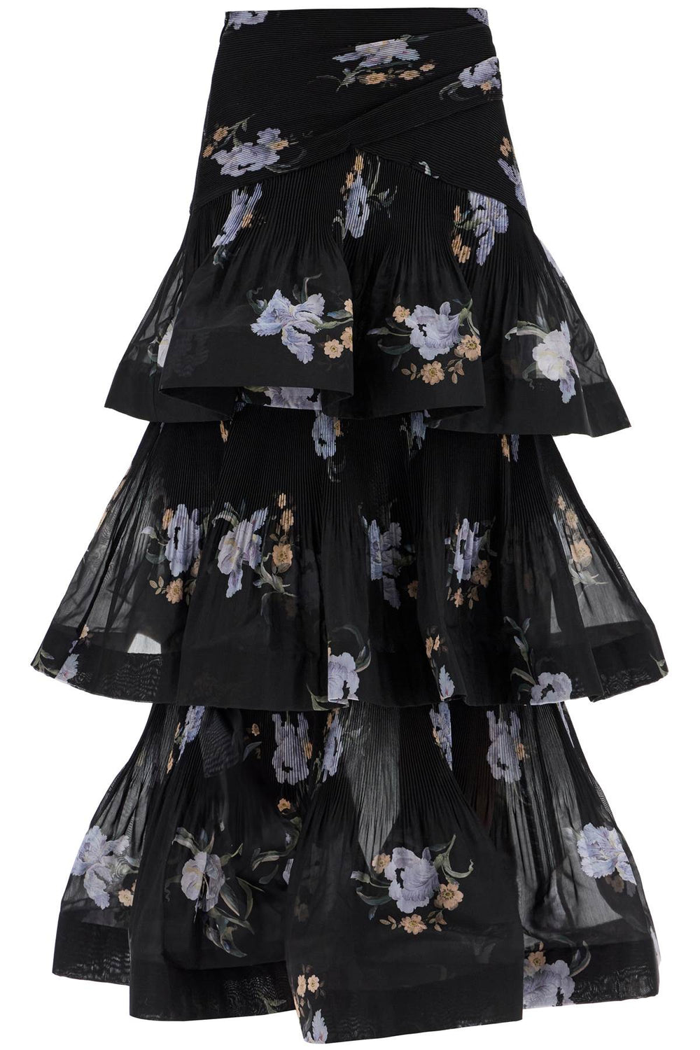 Zimmermann Floral Pleated Tiered Skirt