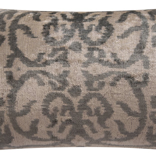 Elegant Handmade Silk Velvet Throw Pillow - 16x24, Taupe And Gray Luxury Cushion With Down Feather Insert