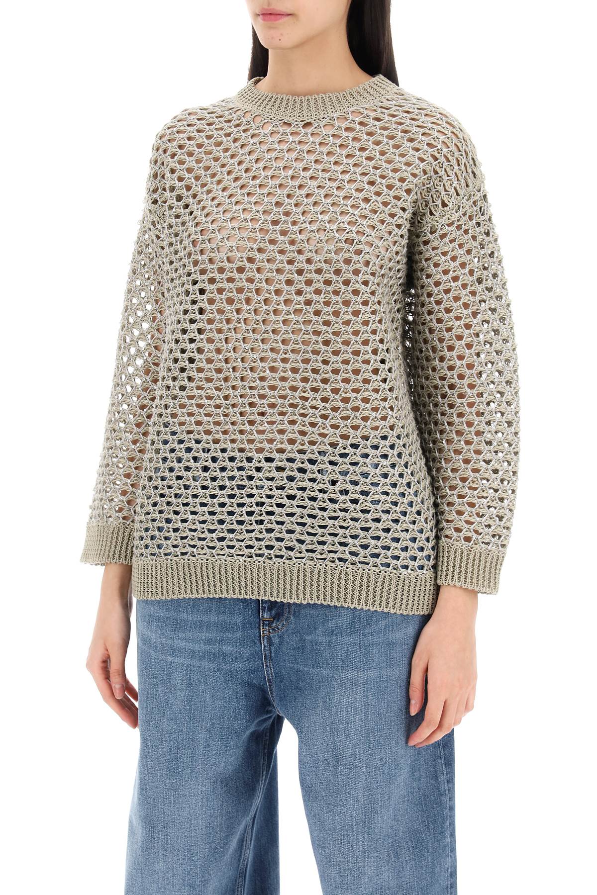 Valentino Garavani Sequin Embellished Open Knit Sweater