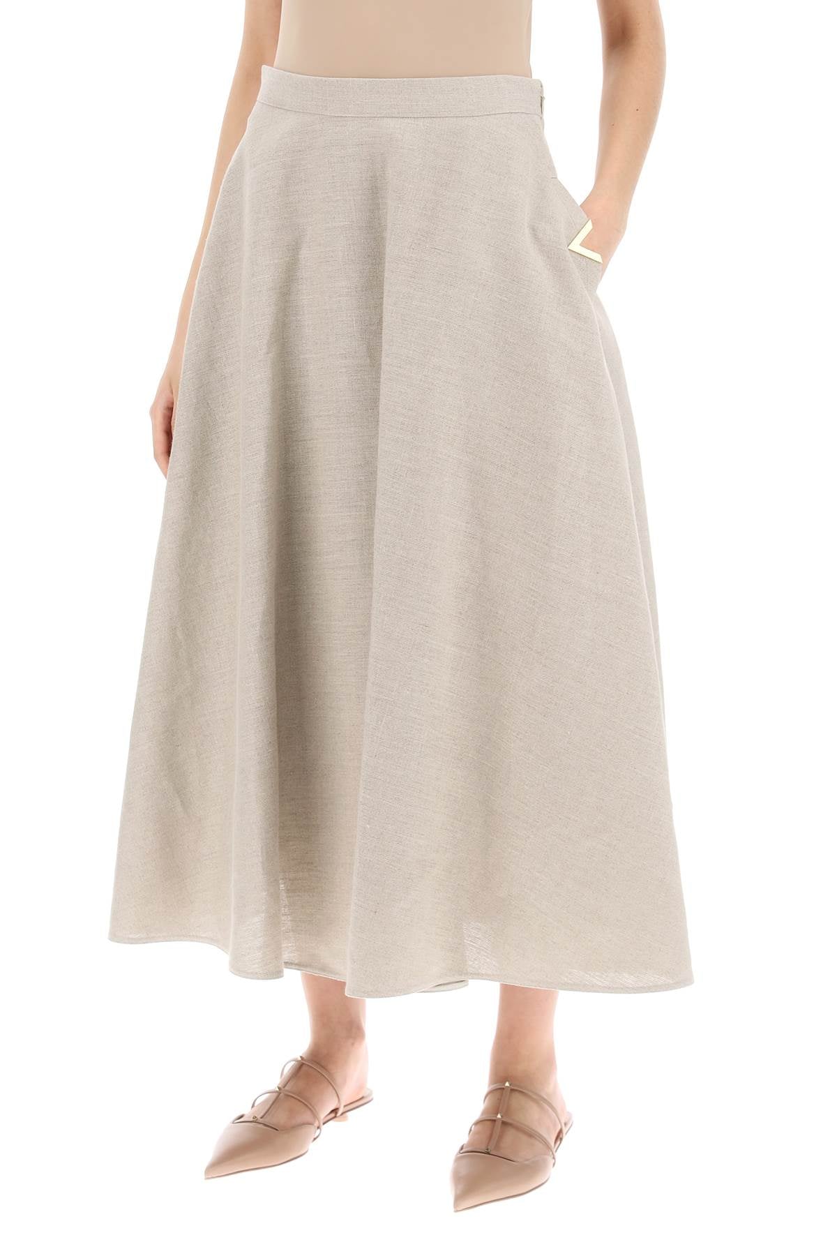 Valentino Garavani Linen Midi Skirt