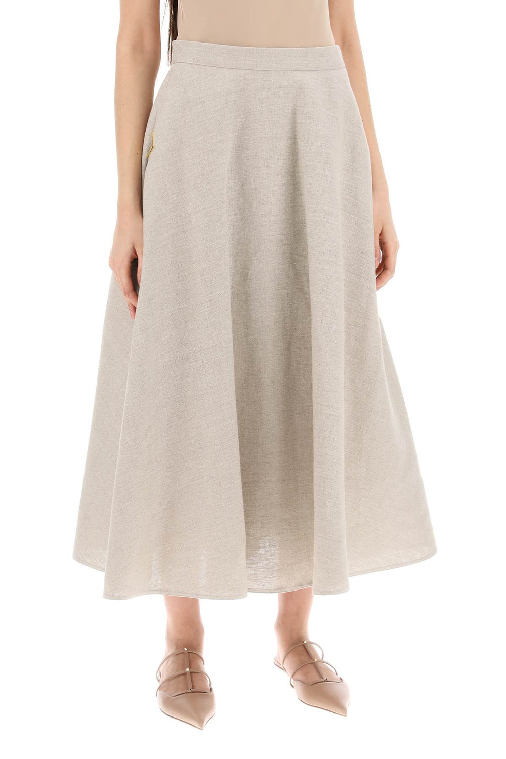 Valentino Garavani Linen Midi Skirt