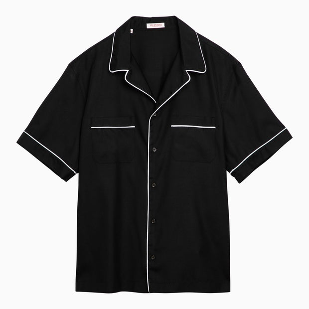 Valentino Black Silk Bowling Shirt