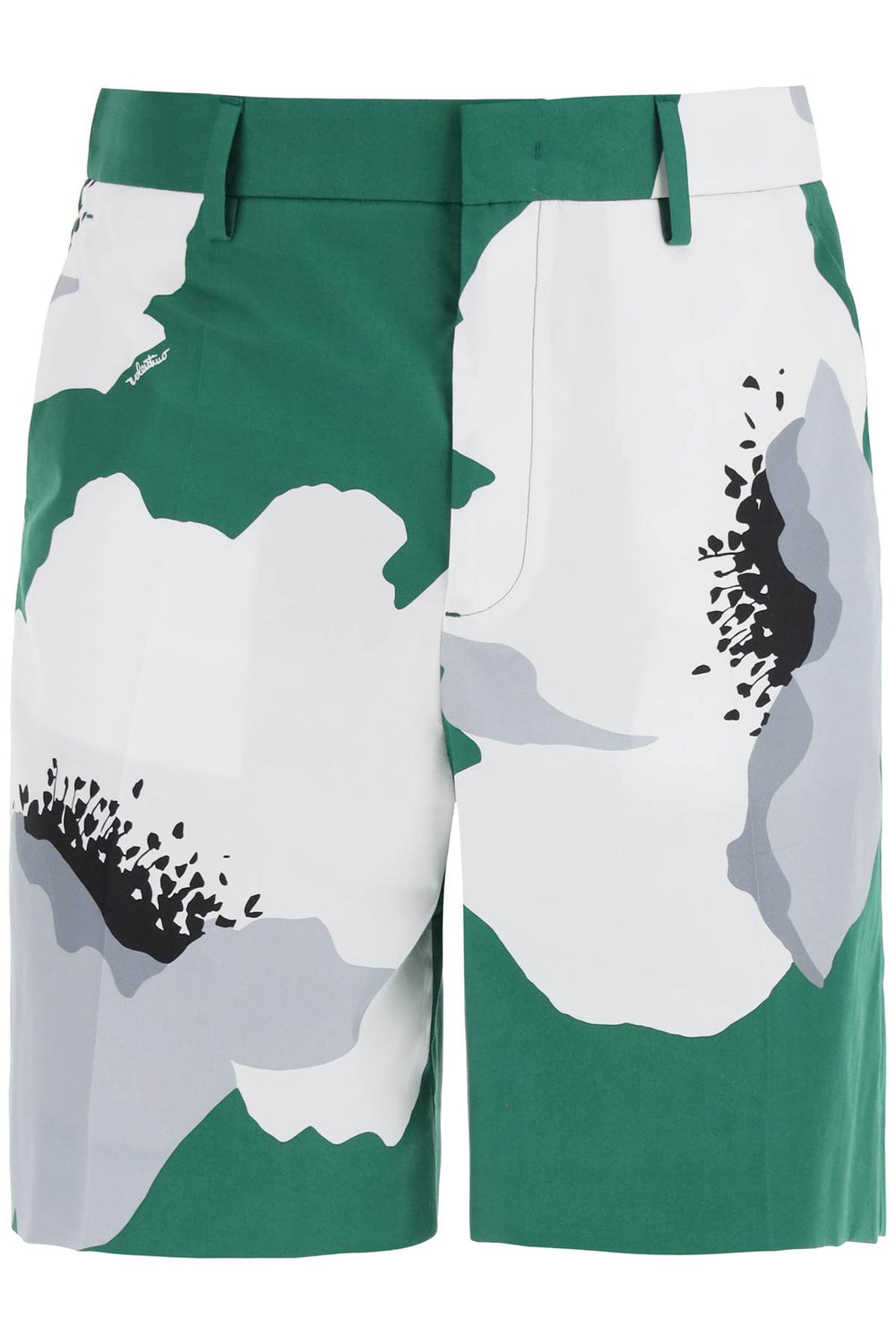 Valentino Garavani Flower Portrait Print Poplin Bermuda Shorts