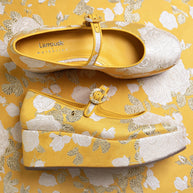 Larroudé X Markarian Blair Flatform In Yellow Floral Brocade