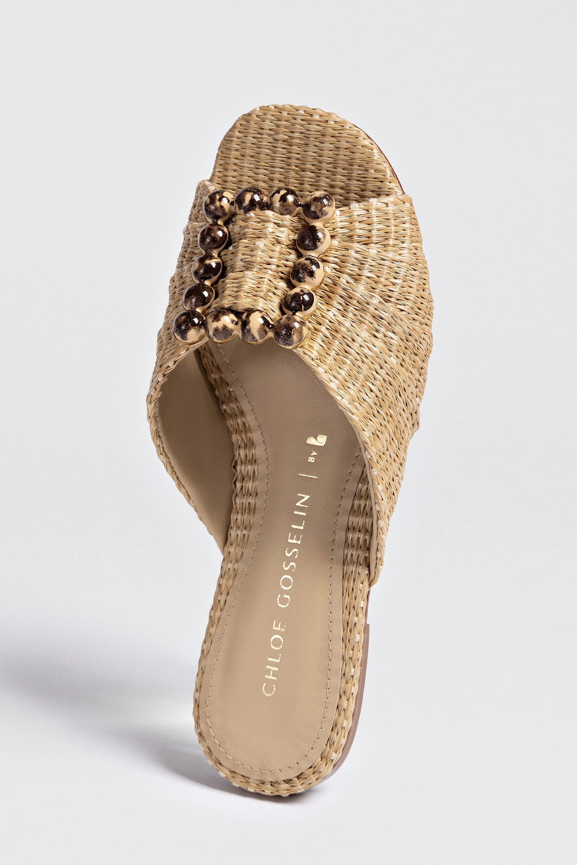 Larroude Chloe Gosselin By Larroudé Nova Flat In Natural Raffia