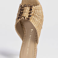 Larroude Chloe Gosselin By Larroudé Nova Flat In Natural Raffia