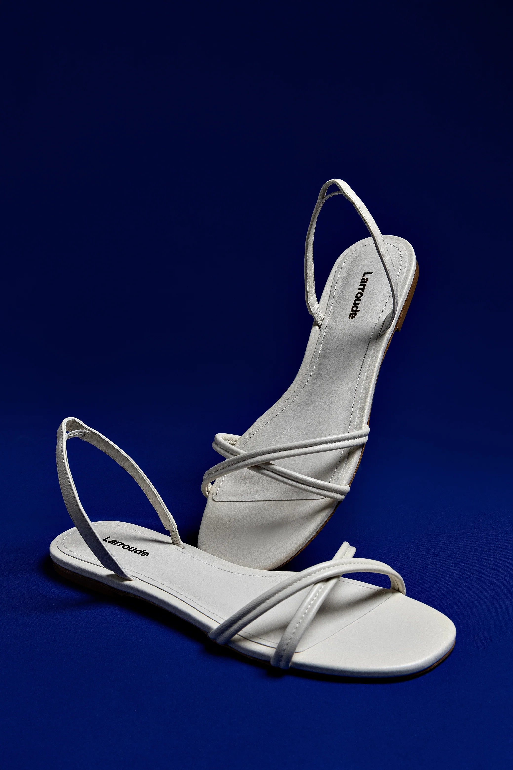 Larroude Annie Flat In Ivory Leather