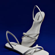Larroude Annie Flat In Ivory Leather