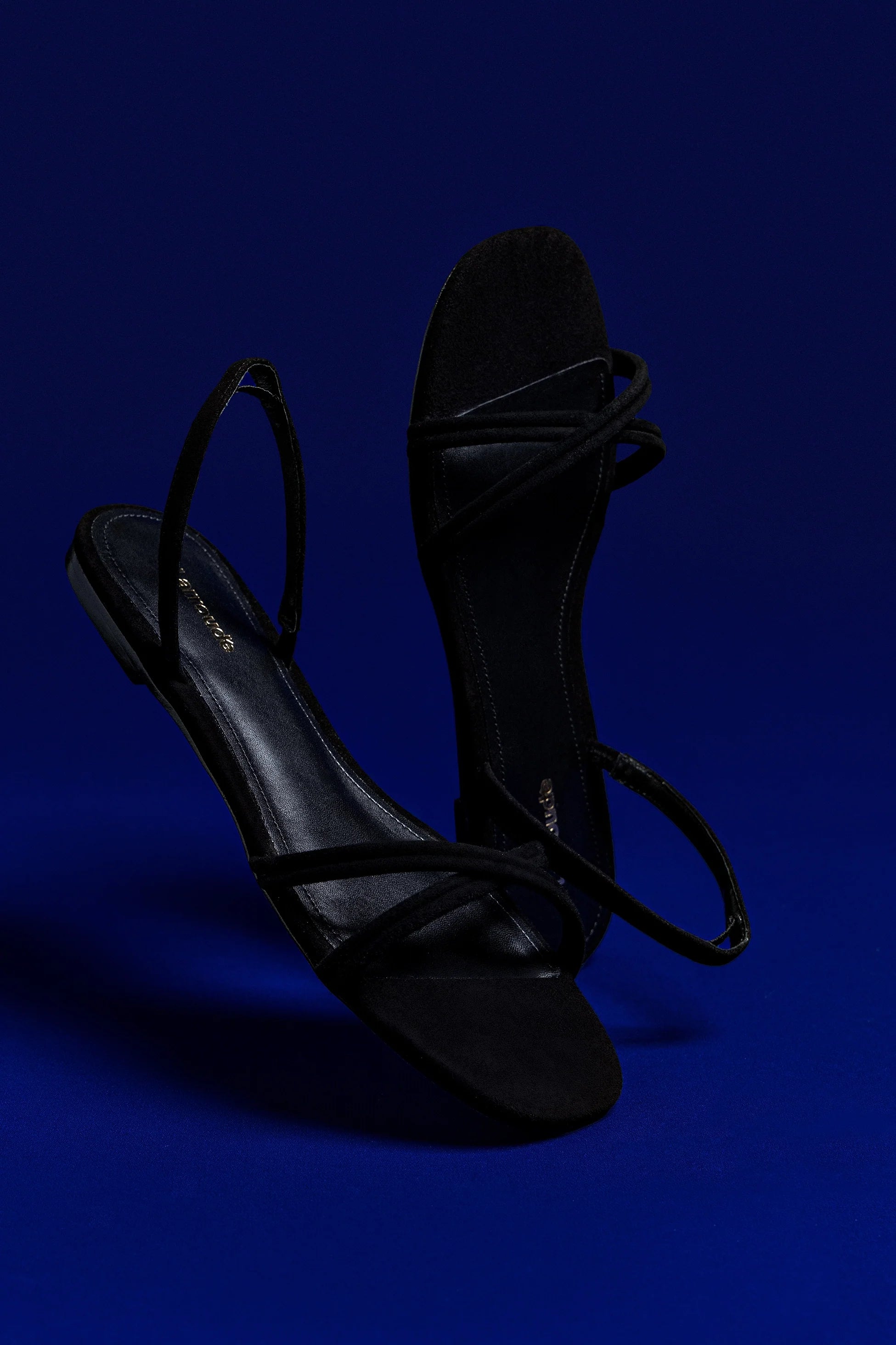 Larroude Annie Flat In Black Suede