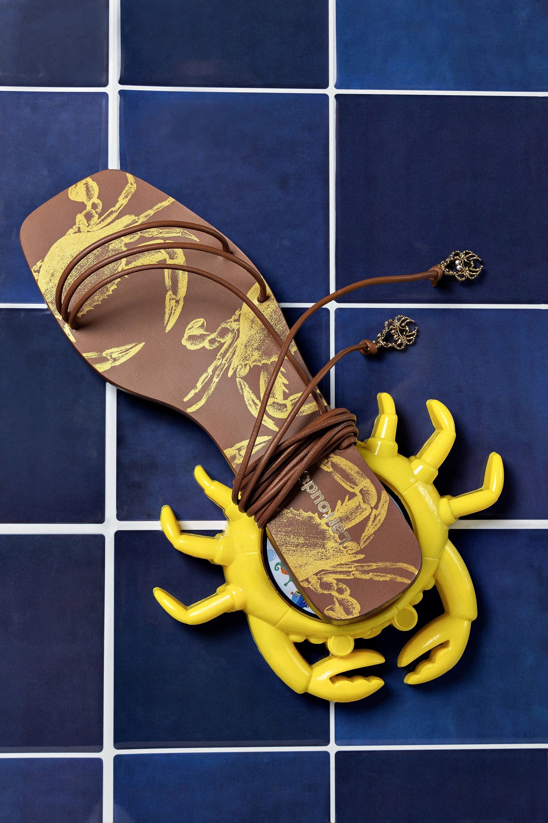 Larroude Nadia Flat Sandal In Caramel Leather