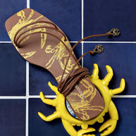 Larroude Nadia Flat Sandal In Caramel Leather