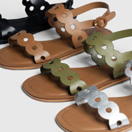 Larroude Florence Flat Sandal In Silver Metallic Leather