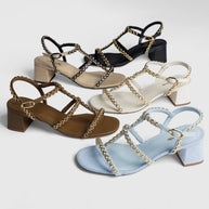 Larroude Milanina Block Sandal In Beige Raffia
