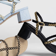 Larroude Milanina Block Sandal In Black Leather