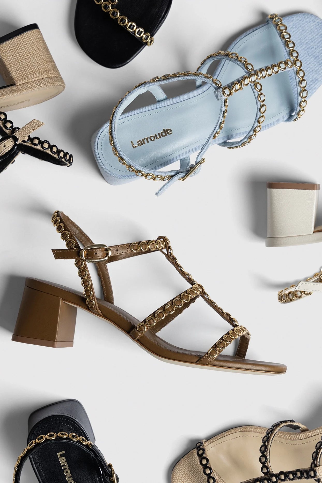 Larroude Milanina Block Sandal In Russet Leather