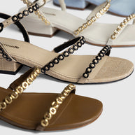 Larroude Milanina Flat Sandal In Beige Raffia
