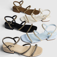 Larroude Milanina Flat Sandal In Maya Denim