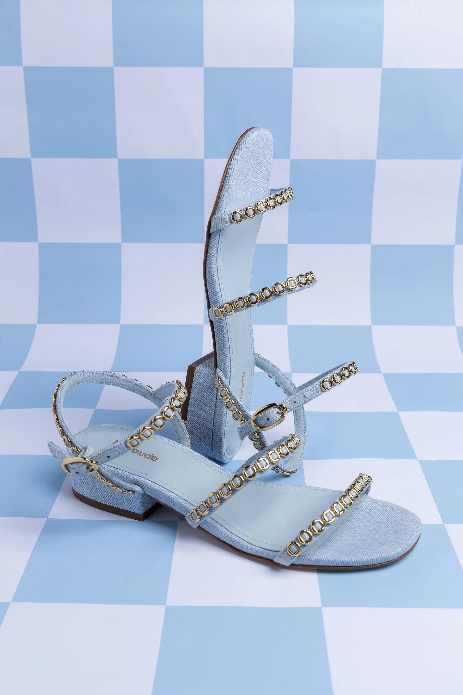 Larroude Milanina Flat Sandal In Maya Denim