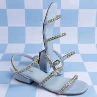 Larroude Milanina Flat Sandal In Maya Denim