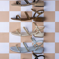 Larroude Milanina Flat Sandal In Beige Raffia