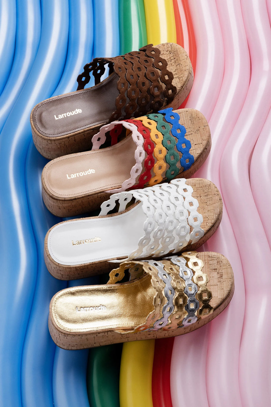 Larroude Charli Mule In Gold And Silver Metallic Leather