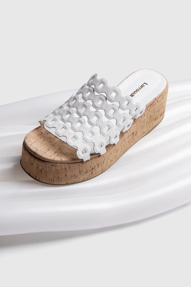 Larroude Charli Mule In White Leather