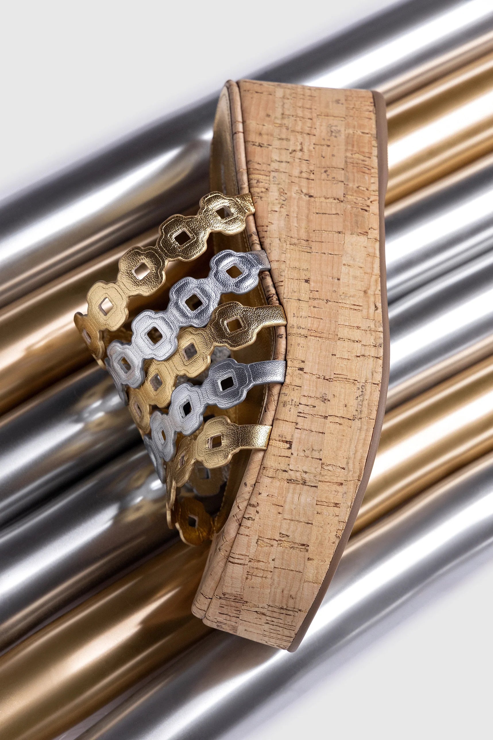 Larroude Charli Mule In Gold And Silver Metallic Leather