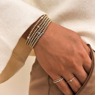 Zoe Lev 3mm Gold Segment Bead Bracelet With Diamond Bars