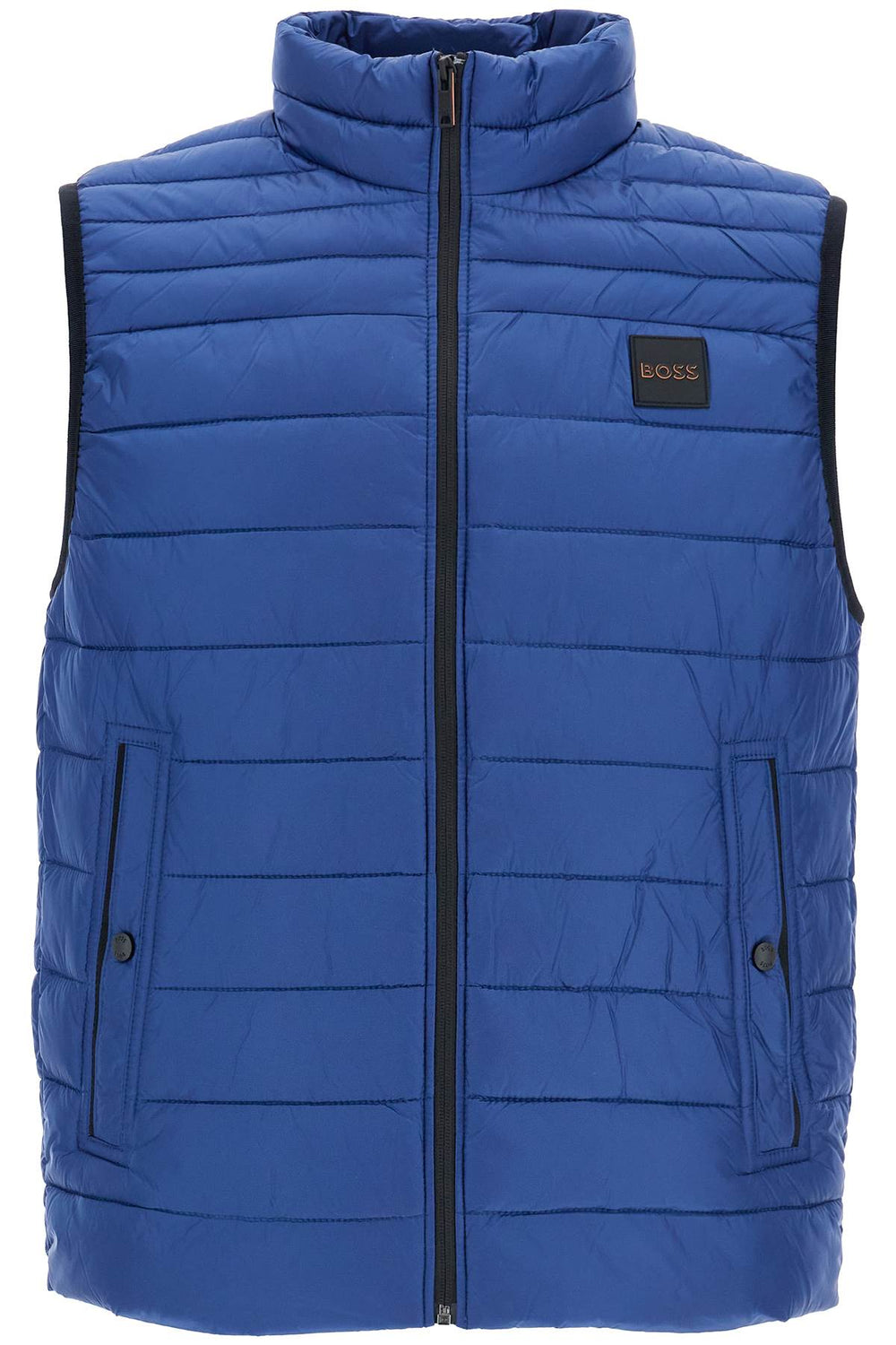 Boss Blue Quilted Padded Gilet With High Collar