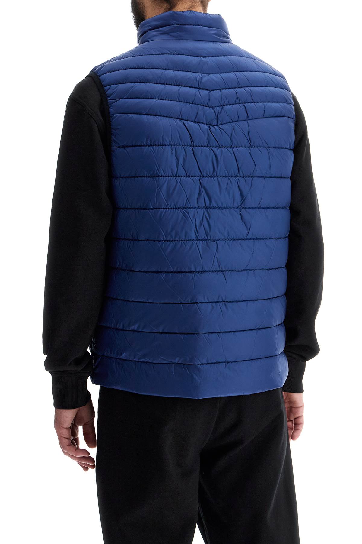 Boss Blue Quilted Padded Gilet With High Collar