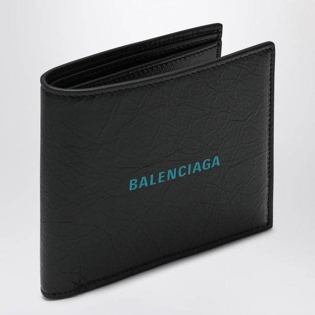 Balenciaga Black Horizontal Wallet With Logo
