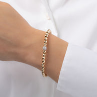 Zoe Lev 5mm Gold Bead Bracelet With Diamond Bead