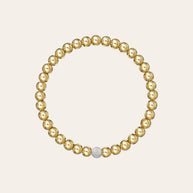 Zoe Lev 5mm Gold Bead Bracelet With Diamond Bead