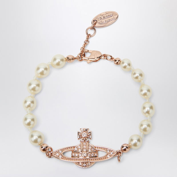 Vivienne Westwood Mini Bas Relief Pearl Bracelet Rose Gold