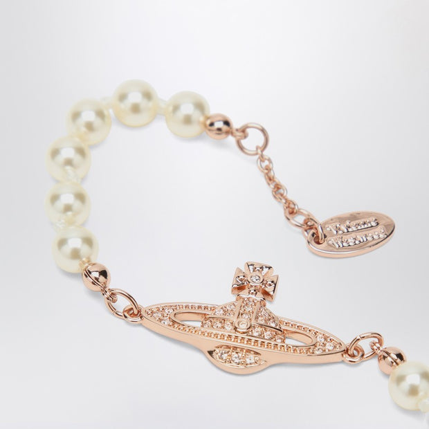 Vivienne Westwood Mini Bas Relief Pearl Bracelet Rose Gold