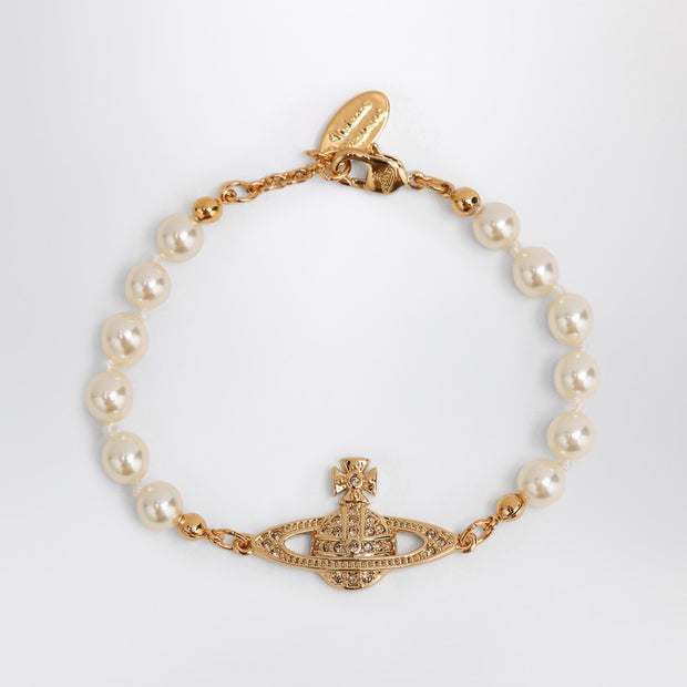 Vivienne Westwood Mini Bas Relief Pearl Bracelet Gold
