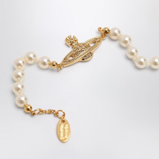 Vivienne Westwood Mini Bas Relief Pearl Bracelet Gold