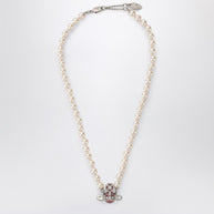 Vivienne Westwood Kitty Pearl Necklace With Platinum Finish