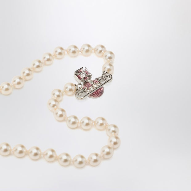 Vivienne Westwood Kitty Pearl Necklace With Platinum Finish