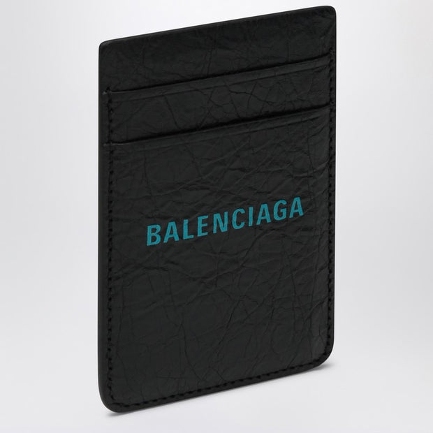 Balenciaga Black Vertical Card Holder With Logo Print