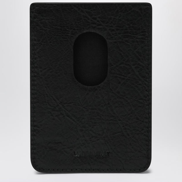 Balenciaga Black Vertical Card Holder With Logo Print